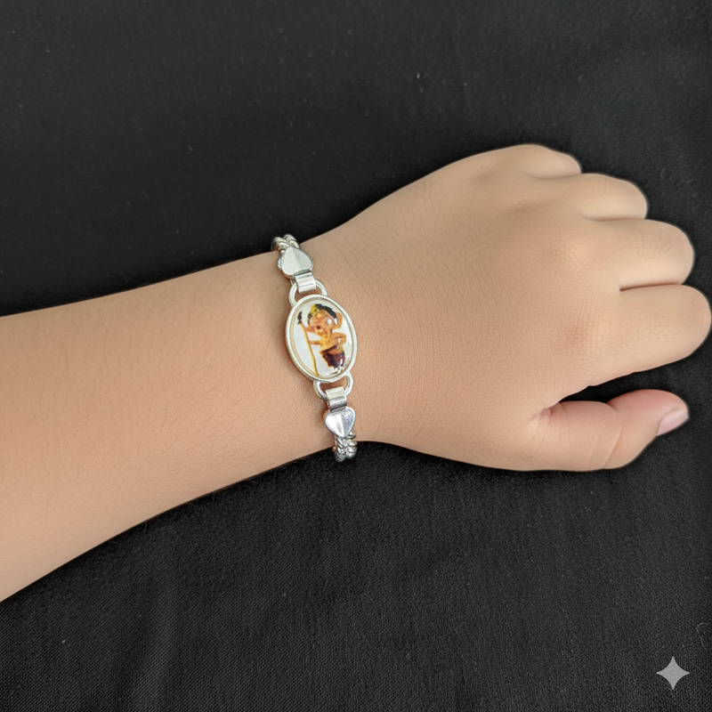 BABY JEWELLERY - 625 SILVER WRISTLET 5 INCH FOR BABY FOR REGULAR USE APPROX WGT: 10.00 GM- BEST OF RICE CEREMONY AND BIRTHDAY GET ANY DESIGN AS PER AVAILABILITY (SOLD ON MRP).