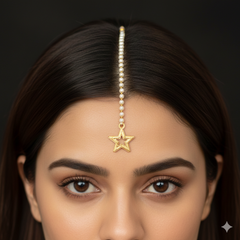 GOLD TICKLY- TRJ WGT: 0.370 GM APPROX 18KT HUID HALLMARK GOLD  MOTI TICKLY (MANGTIKA) 1 PIECE FOR MARRIAGE.