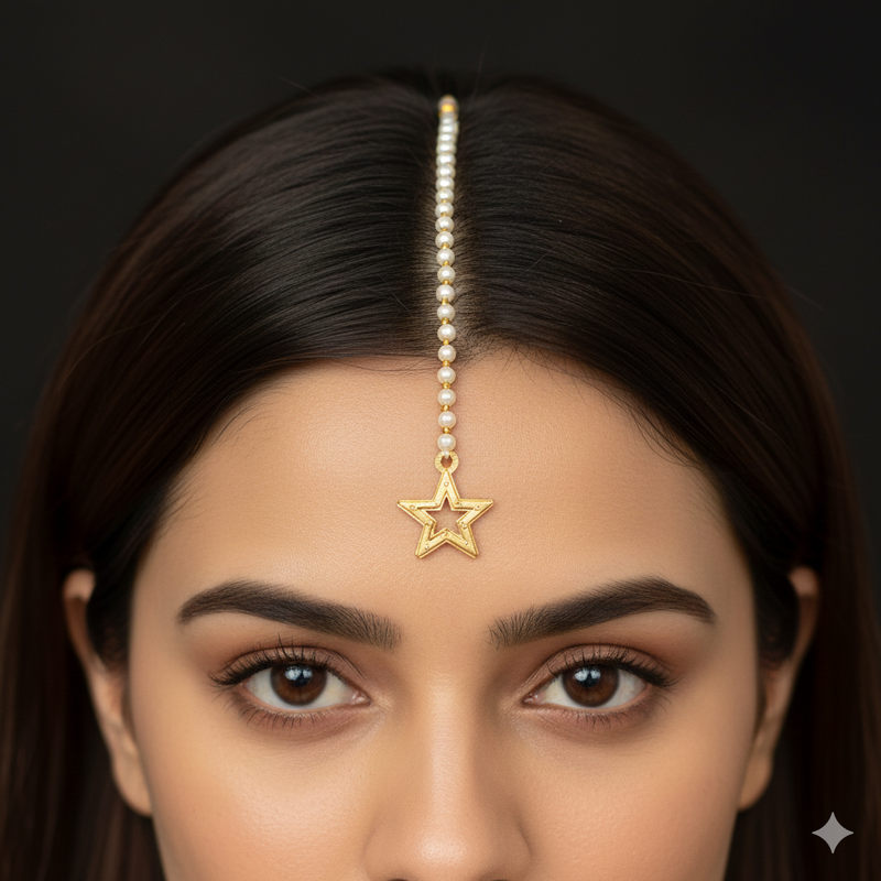 GOLD TICKLY- TRJ WGT: 0.370 GM APPROX 18KT HUID HALLMARK GOLD  MOTI TICKLY (MANGTIKA) 1 PIECE FOR MARRIAGE.