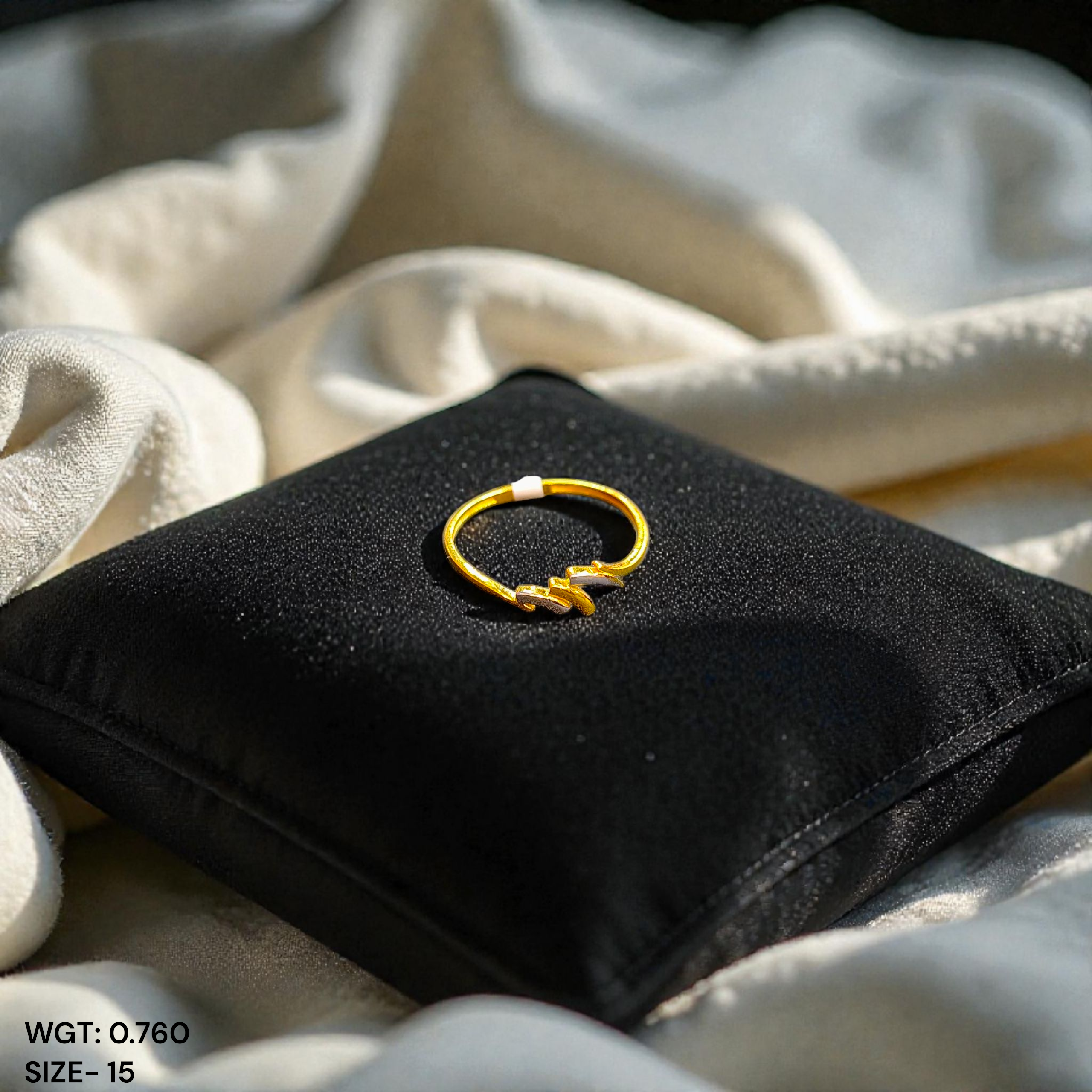 (GLFR9) TRJ (SIZE: 15) WGT: 0.760 GM APPROX BIS CERTIFIED HUID HALLMARK 9KT GOLD FINGER RING FOR WOMEN 1 PIECE FOR REGULAR USE.