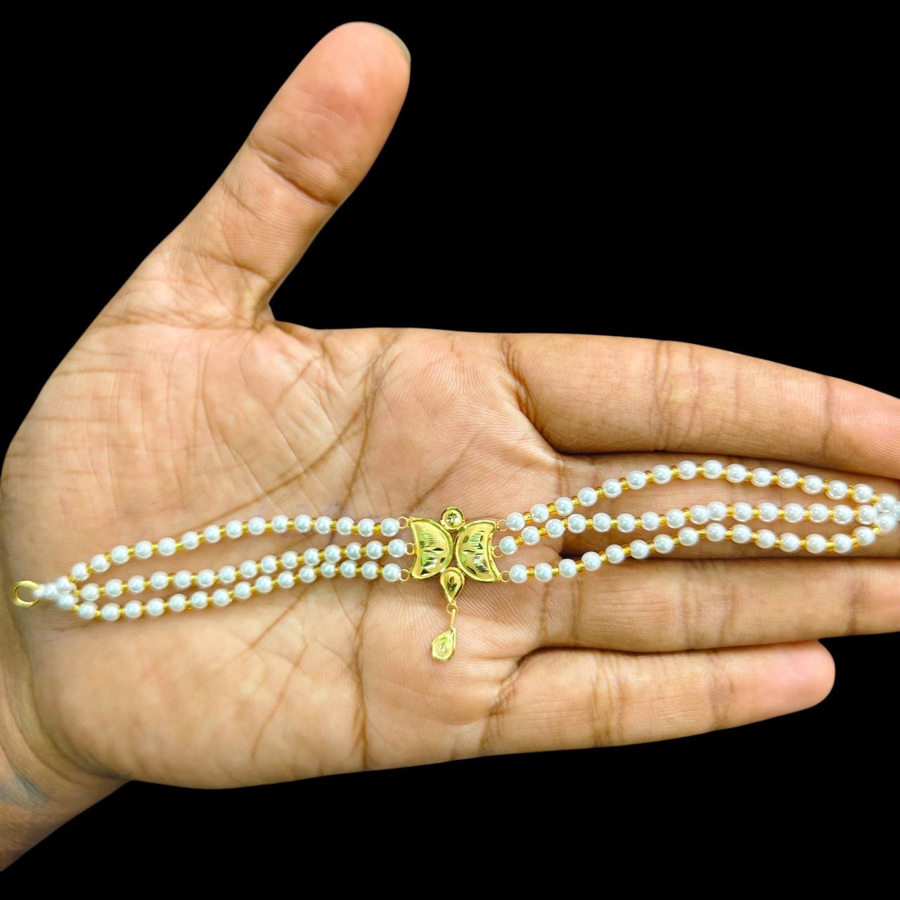 GOLD MOTI CHOKER- (WGT: 0.450 GM APPROX) BIS CERTIFIED HUID HALLMARK 375 9KT GOLD MOTI CHOKER 1 PIECE WITH ADJUSTABLE TASSEL FOR GIFT IN MARRIAGE.