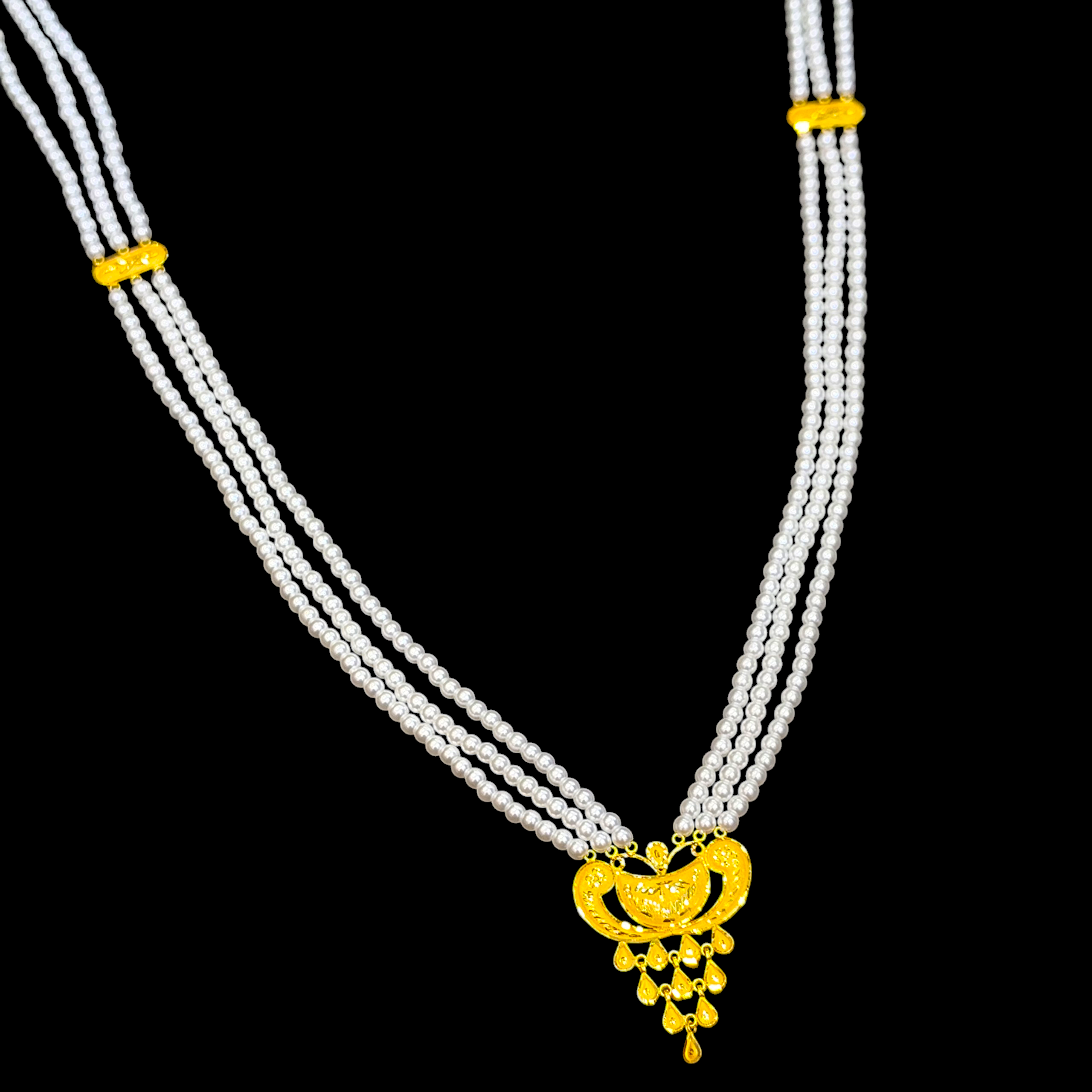 (GMH) TRJ WGT: 1.690 GM APPROX 22KT HUID HALLMARK GOLD MOTI SITAHAR NECKLACE 1 PIECE WITH ADJUSTABLE TASSEL.