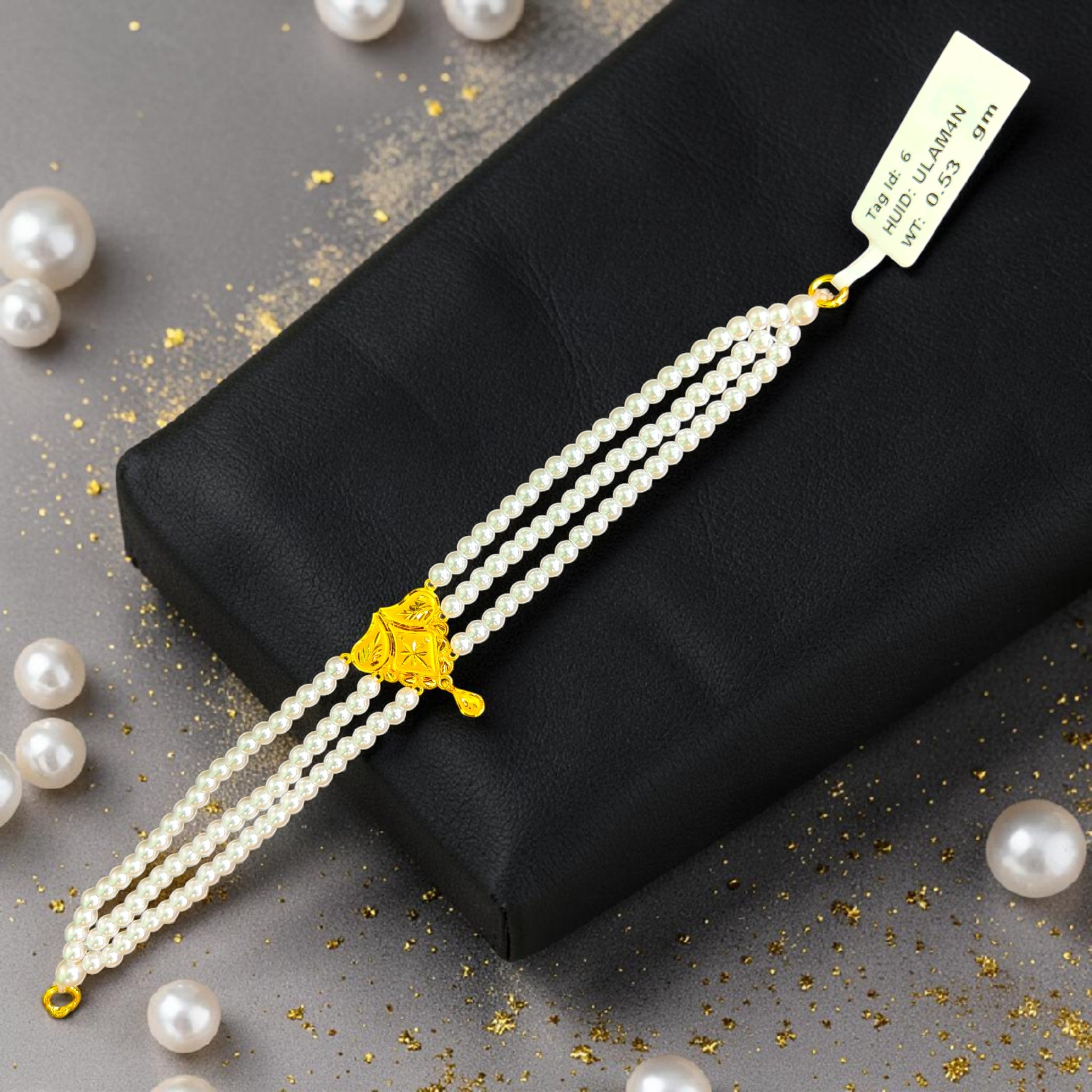 GOLD MOTI HAR- CERTIFIED BIS HUID HALLMARK 916 22KT GOLD MOTI CHOKER 1 PIECE (WGT: 0.530 GM) WITH ADJUSTABLE TASSEL FOR GIFT IN MARRIAGE.