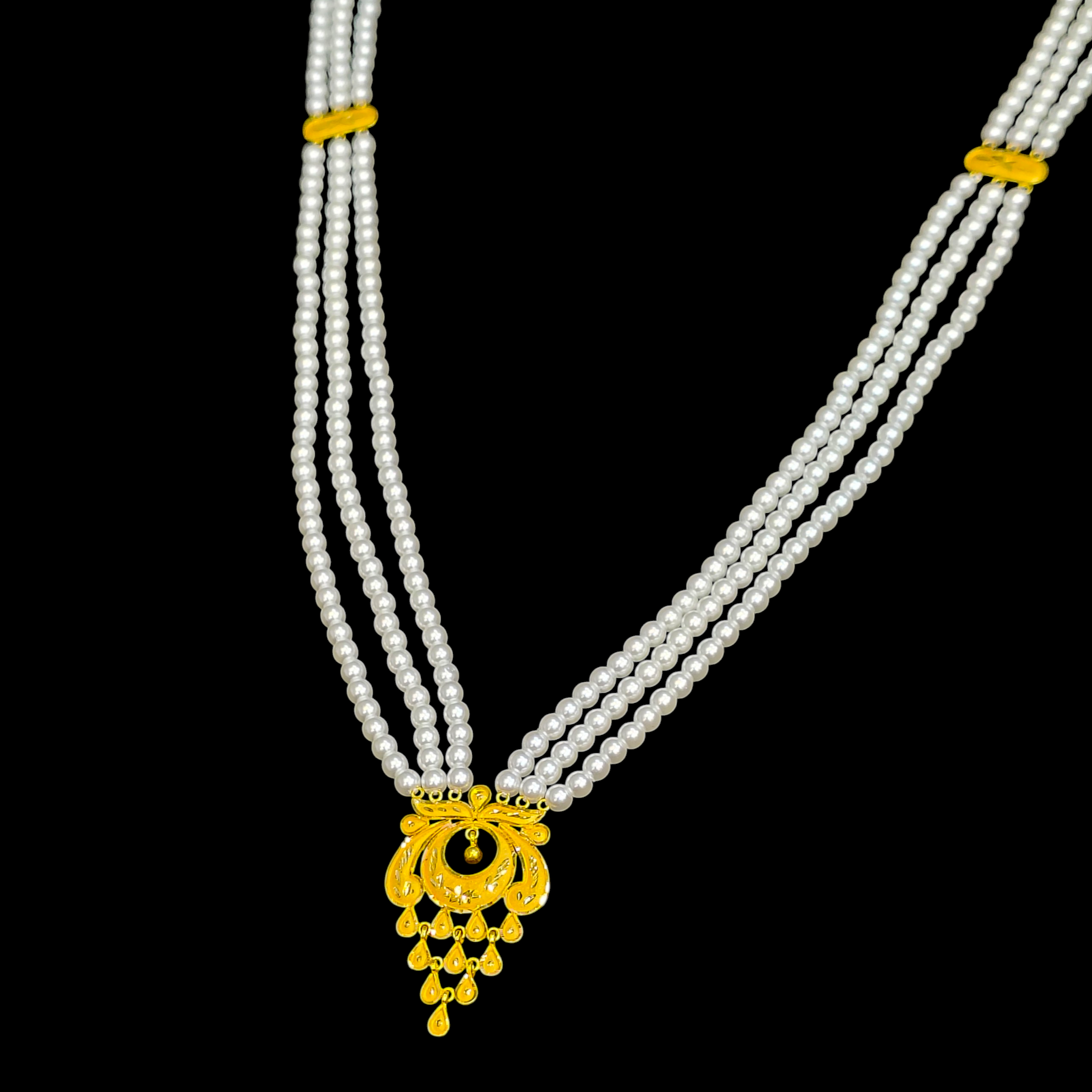 (GMH) TRJ WGT: 1.880 GM APPROX 22KT HUID HALLMARK GOLD MOTI SITAHAR NECKLACE 1 PIECE WITH ADJUSTABLE TASSEL.