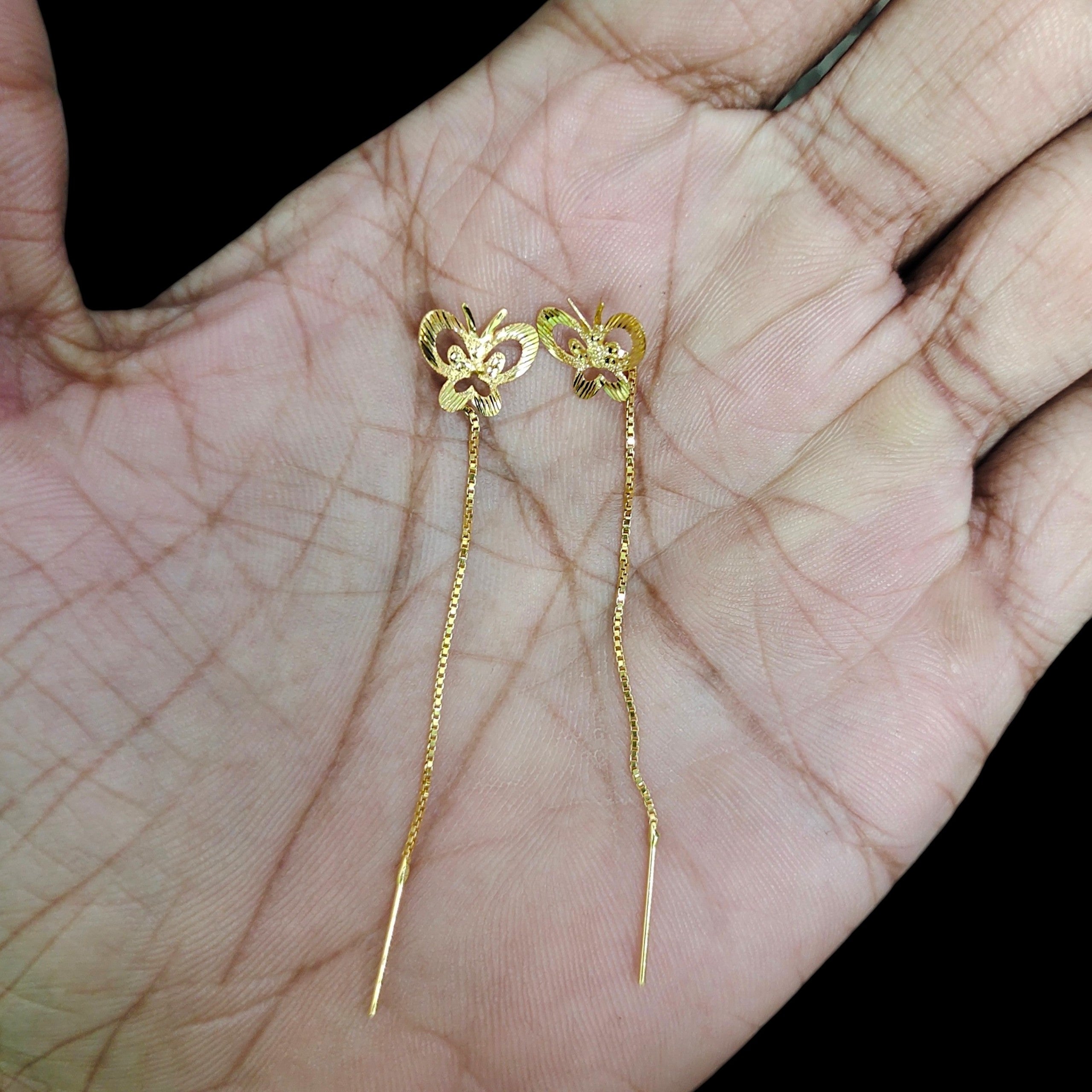 GOLD SUIDHAGA- (WGT: 0.730 GM APPROX) BIS CERTIFIED HUID HALLMARK 9KT GOLD SUIDHAGA EARRINGS (1 PAIR) FOR WOMEN.