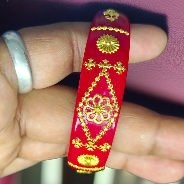 TRJ (SIZE: 25) WGT: 1.190 GM APPROX 22KT HUID HALLMARK GOLD BRACELET POLA BANGLES 1 PIECE (HALF BODY WORK).