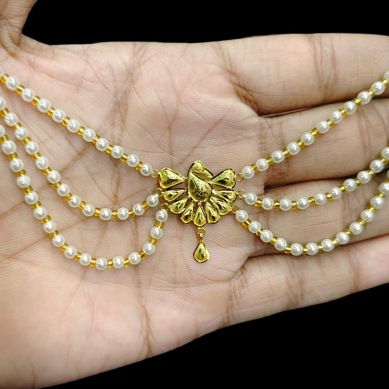 GOLD MOTI HAR- (4ENE9Z)-(WGT: 0.890 GM APPROX) BIS CERTIFIED HUID HALLMARK 375 9KT GOLD MOTI NECKLACE 1 PIECE  WITH ADJUSTABLE TASSEL FOR GIFT IN MARRIAGE.