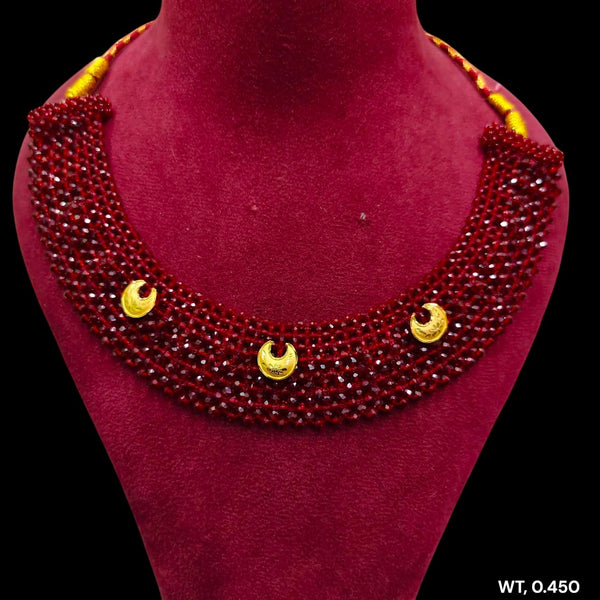 GCS9K- (WGT: 0.450 GM APPROX) HUID HALLMARK 375 9KT GOLD CRYSTAL CHATAI NECKLACE 1 PIECE WITH ADJUSTABLE TASSE.