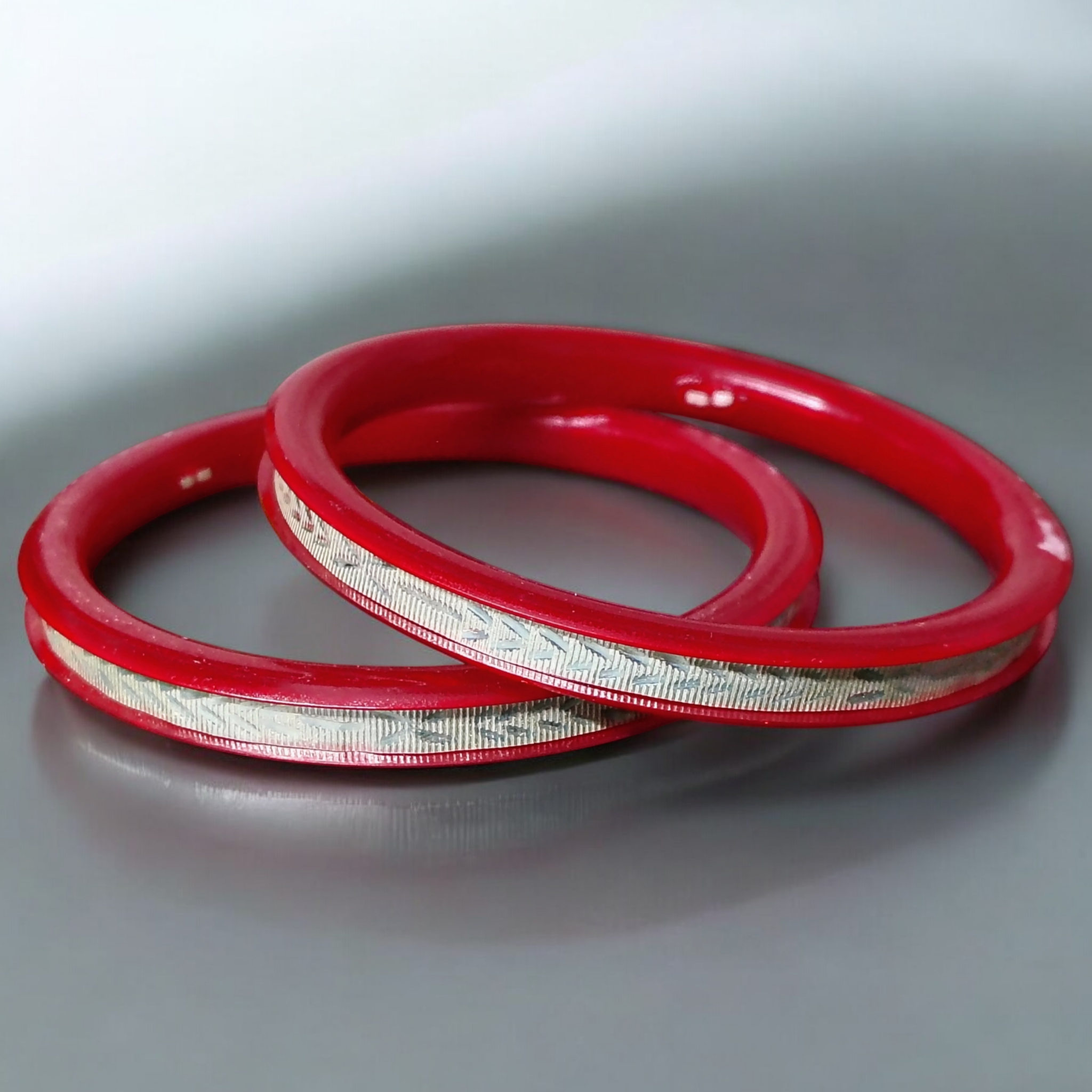 (SSP) CERTIFIED  BIS HALLMARK 925 SILVER CHILA PATH DESIGN POLA BADHANO BANGLES 1 PAIR FOR REGULAR USE (SOLD AS MRP BY RAJLAXMI).