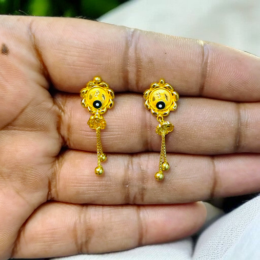 (GER22) BIS CERTIFIED WGT: 1.590 GM APPROX HUID HALLMARK 916 22KT GOLD EARRINGS KANBALA 1 PAIR FOR WOMEN.