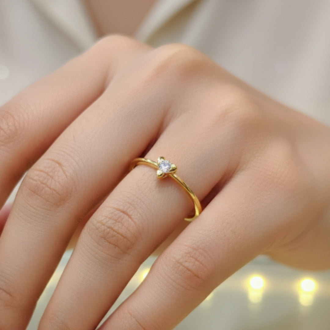 (GLFR18) RAJLAXMI DIAMOND JEWELLERY (SIZE:08) - WGT: 0.830 GM - NATURAL DIAMOND (0.02 CENT) HUID HALLMARK 18KT DIAMOND FINGER RING FOR WOMEN WITH CERTIFICATE OF AUTHENTICITY BY ZORBA (DESIGN NO: LRAP1702).