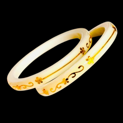 OFF WHITE (FACEBOOK VIRAL POLA) GOLDEN DETAILING LAMINATION POLA CROMOSO DESIGN 1 PAIR FOR WOMEN - NON EXCHANGEABLE ITEM (GET ANY DESIGN AS PER AVAILABILITY)