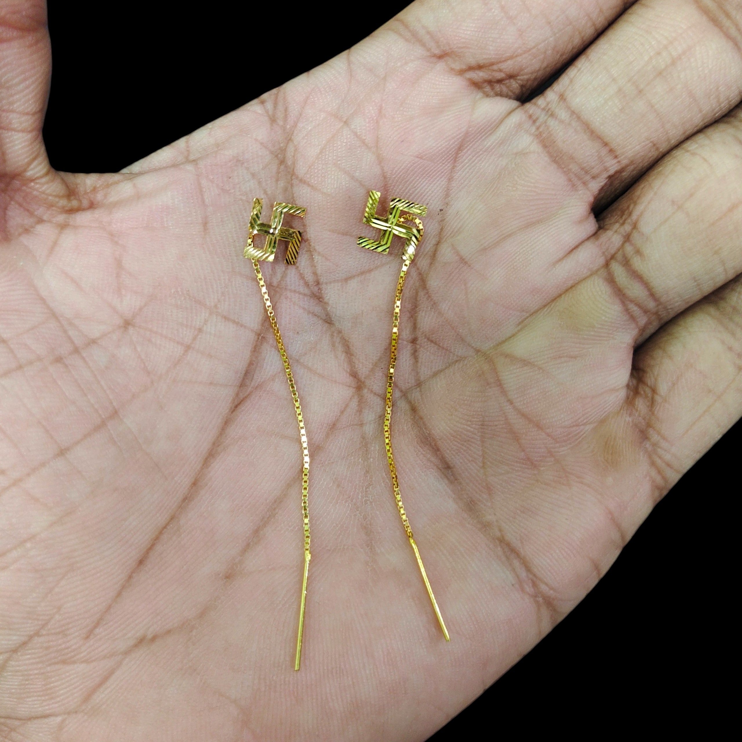 GOLD SUIDHAGA- (WGT: 0.670 GM APPROX) BIS CERTIFIED HUID HALLMARK 9KT GOLD SUIDHAGA EARRINGS (1 PAIR) FOR WOMEN.