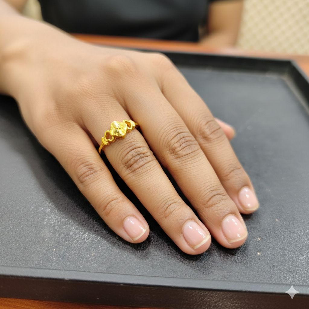 LADIES RING- TRJ (SIZE:12) WGT: 0.960 GM APPROX BIS CERTIFIED HUID HALLMARK 9KT GOLD FINGER RING FOR WOMEN 1 PIECE.