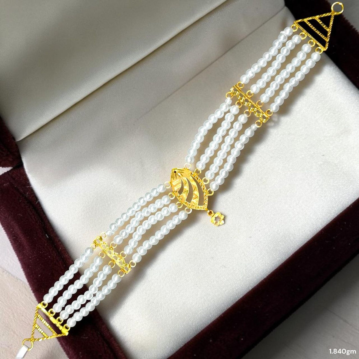 GMC9K- (WGT: 1.840 GM APPROX) BIS CERTIFIED HUID HALLMARK 375 9KT GOLD MOTI CHOKER 1 PIECE WITH ADJUSTABLE TASSEL FOR GIFT IN MARRIAGE. (KK3TXK)