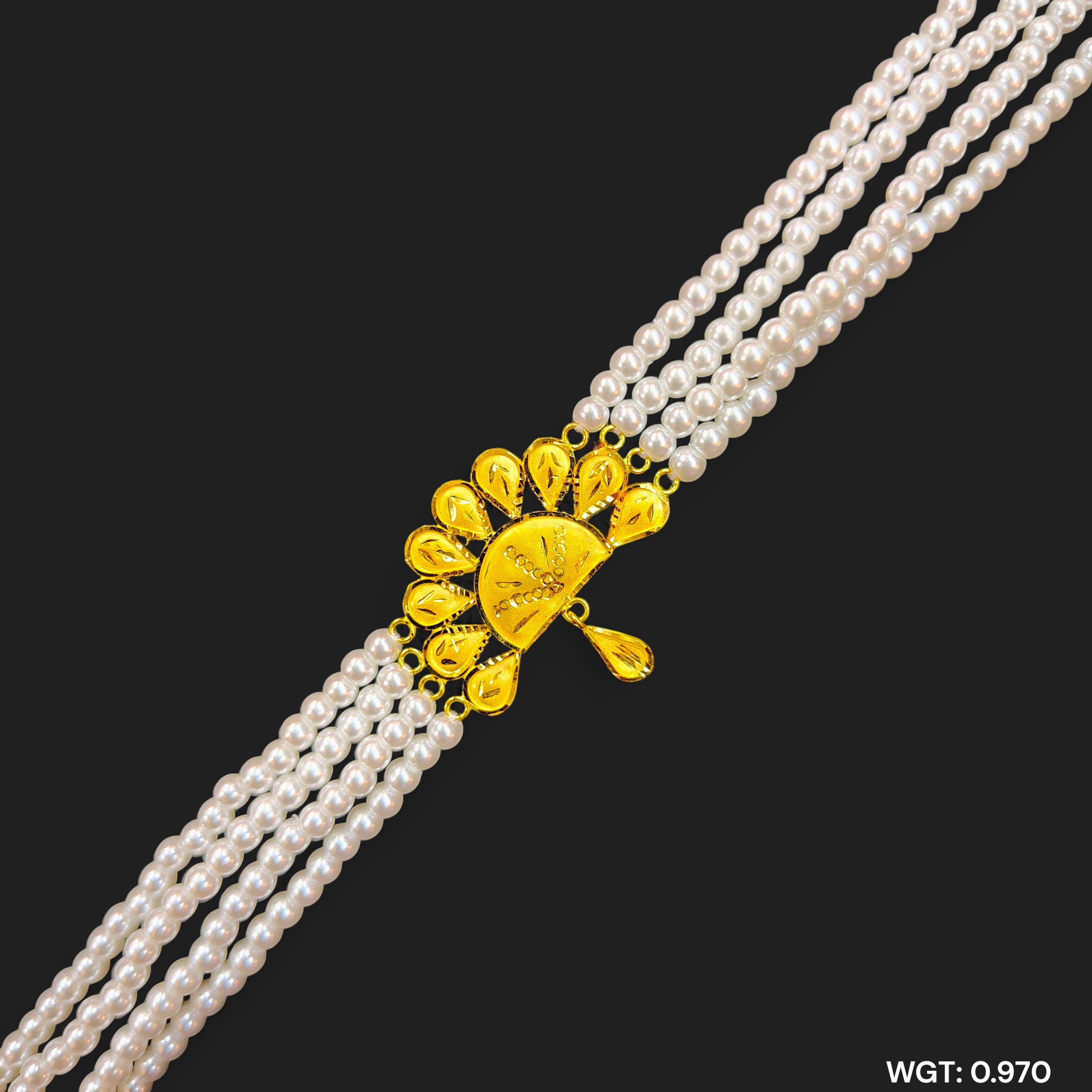 (GMC) CERTIFIED BIS HUID HALLMARK 916 22KT GOLD MOTI CHOKER 1 PIECE (WGT: 0.970 GM) WITH ADJUSTABLE TASSEL FOR GIFT IN MARRIAGE.