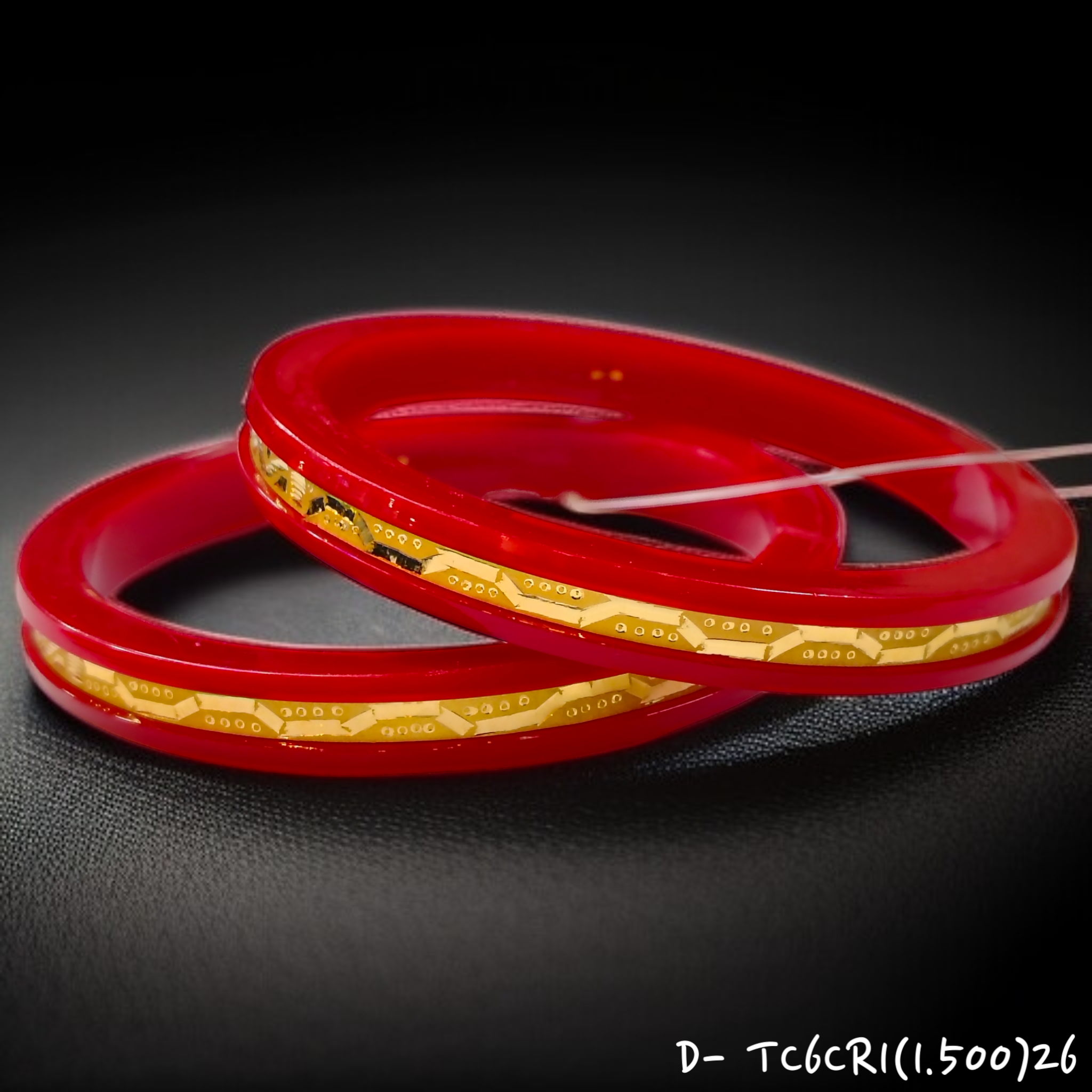 (GPB22) TRJ TC6CR1(SIZE: 26) WGT: 1.500 GM APPROX 22KT HUID HALLMARK GOLD POLA BADHANO BANGLES 1 PAIR DESIGN FOR REGULAR USE.