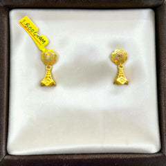 GOLD EARRINGS- WGT: 1.500 GM APPROX BIS CERTIFIED HUID HALLMARK 9KT GOLD EARRINGS 1 PAIR FOR WOMEN (BEST FOR GIFT IN MARRIAGE).