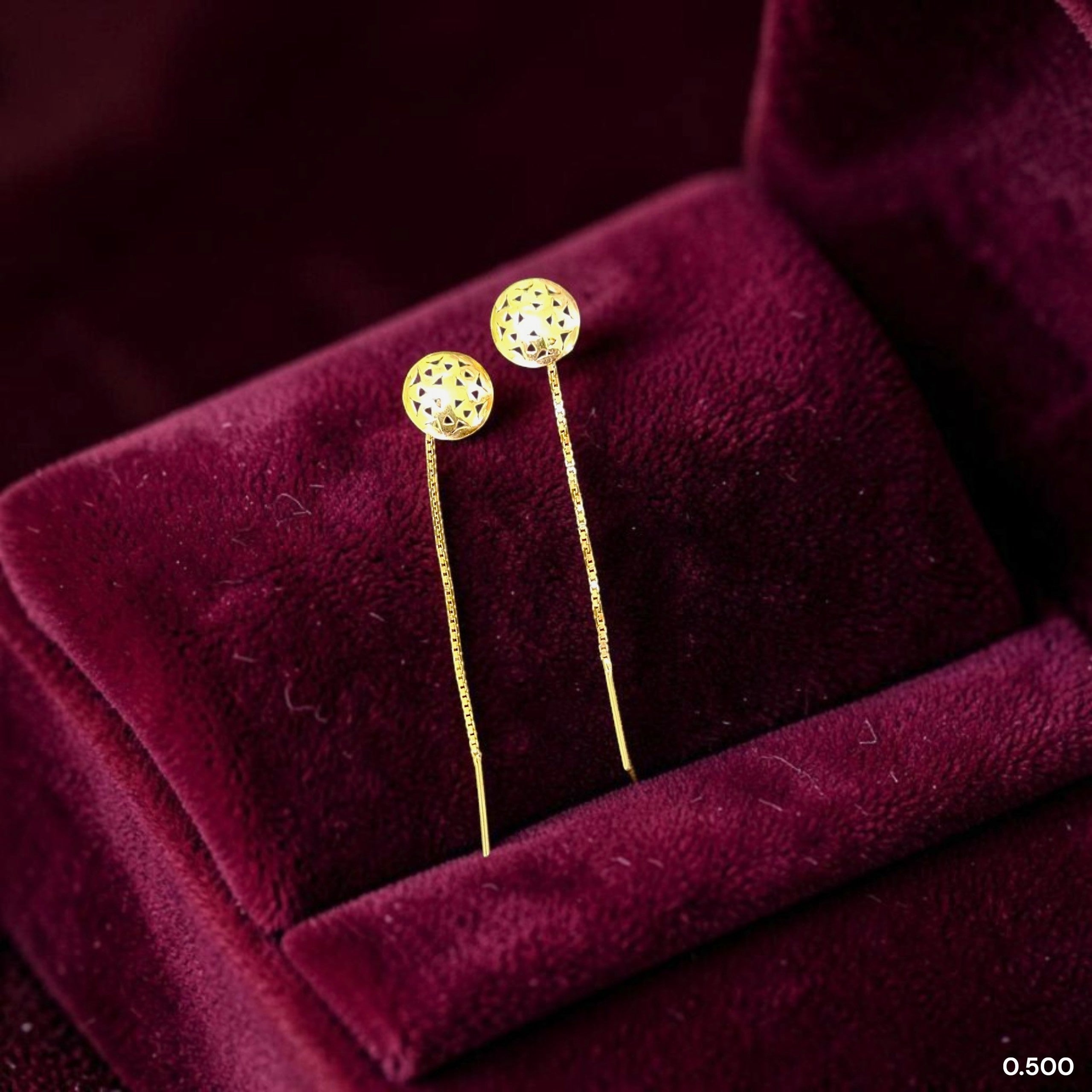 GOLD SUIDHAGA- (WGT: 0.500 GM APPROX) BIS CERTIFIED HUID HALLMARK 9KT GOLD SUIDHAGA EARRINGS (1 PAIR) FOR WOMEN.