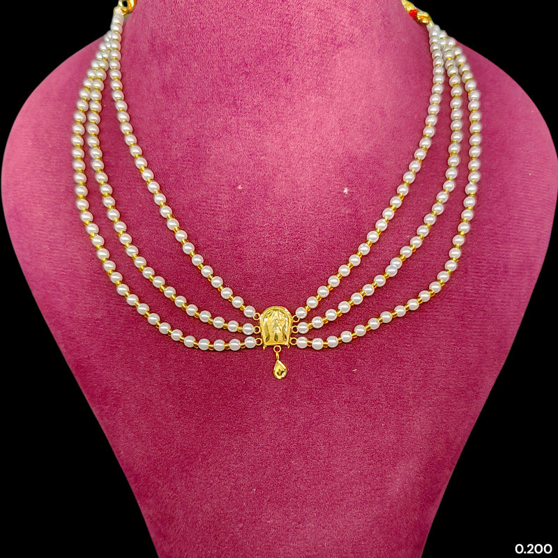 BFG-(WGT: 0.220 GM APPROX) BIS CERTIFIED HUID HALLMARK 375 9KT GOLD MOTI NECKLACE 1 PIECE  WITH ADJUSTABLE TASSEL FOR GIFT IN MARRIAGE.