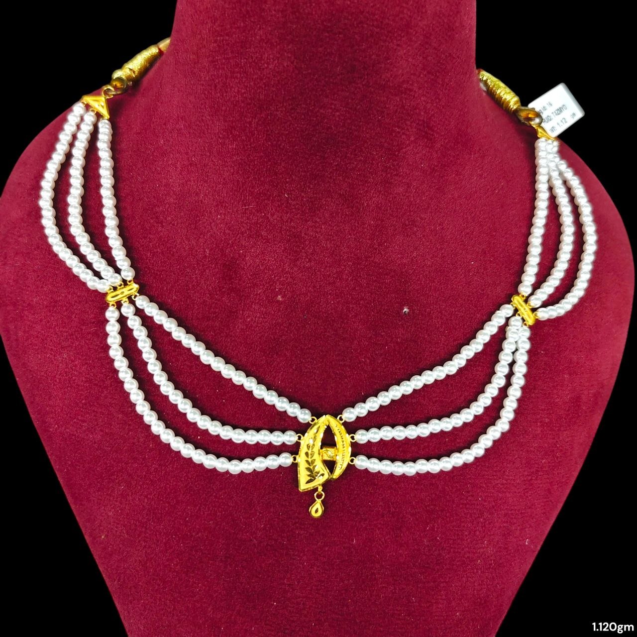 GOLD MOTI HAR- (WGT: 1.120 GM APPROX) CERTIFIED BIS HALLMARK HUID 22KT GOLD MOTI NECKLACE 1 PIECE WITH ADJUSTABLE TASSEL.