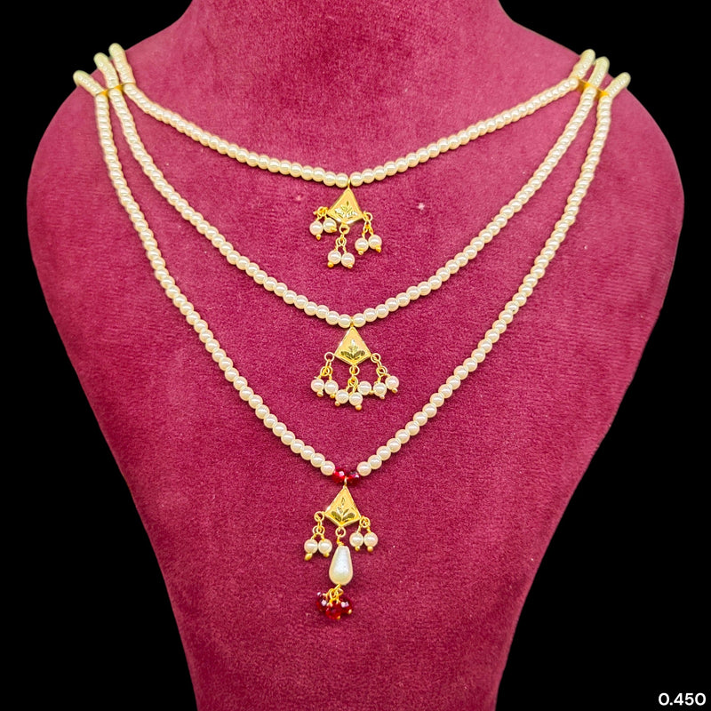 (GMH)- (WGT: 0.450 GM APPROX) BIS CERTIFIED HUID HALLMARK 9KT GOLD MOTI SITAHAR NECKLACE 1 PIECE WITH ADJUSTABLE TASSEL.(Q4YVD6)