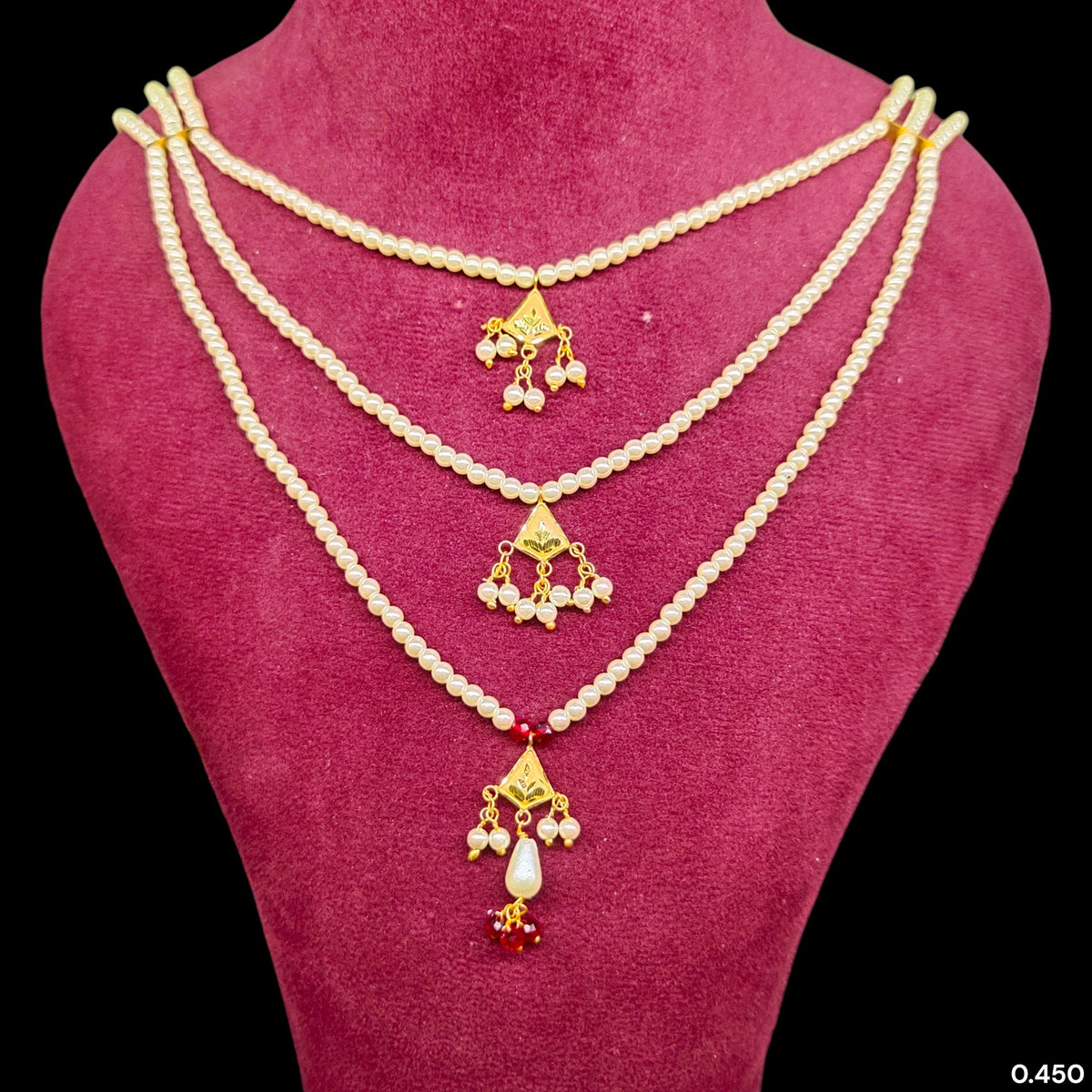 (GMH)- (WGT: 0.450 GM APPROX) BIS CERTIFIED HUID HALLMARK 9KT GOLD MOTI SITAHAR NECKLACE 1 PIECE WITH ADJUSTABLE TASSEL.(Q4YVD6)