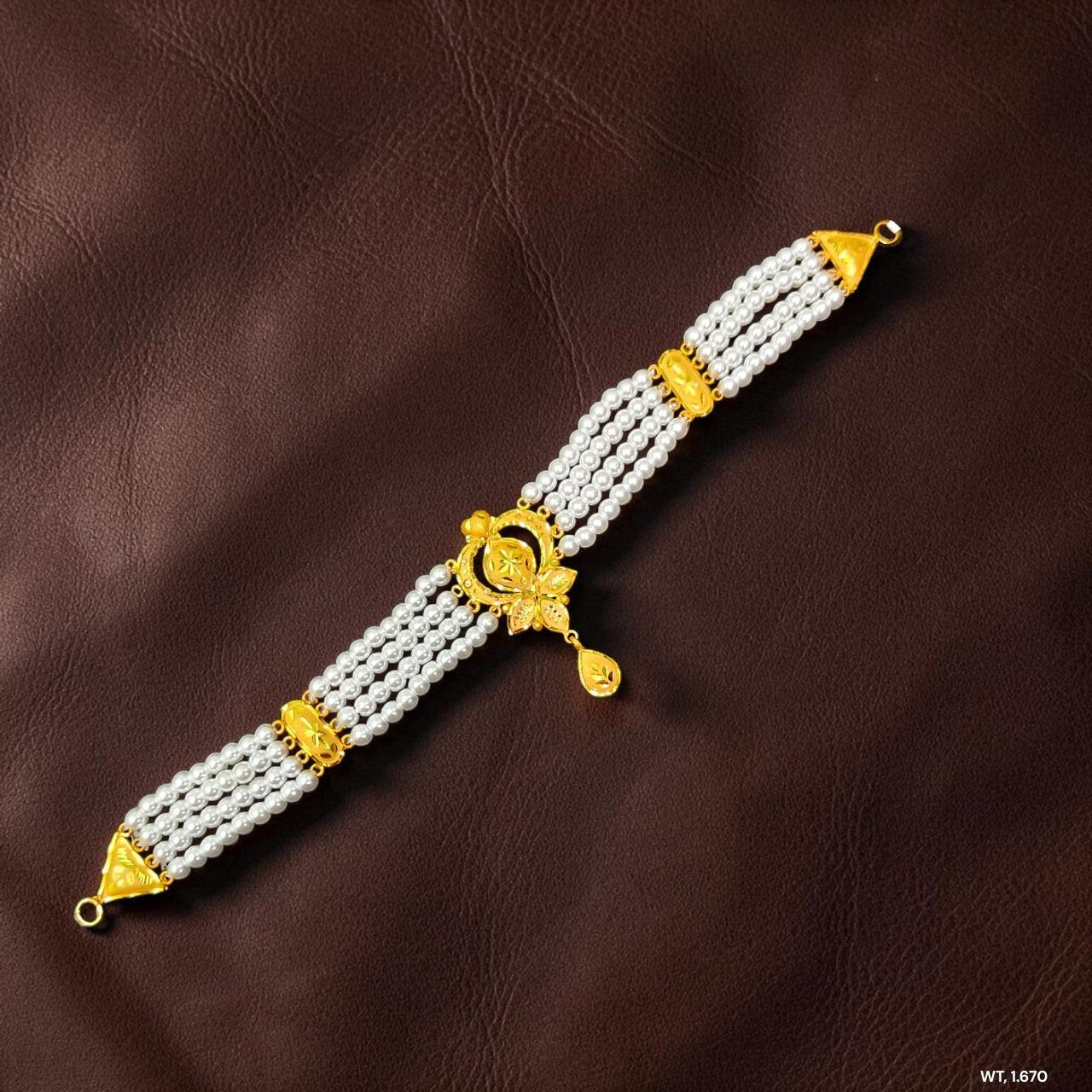 GOLD MOTI CHOKER- (WGT: 1.670 GM APPROX) BIS CERTIFIED HUID HALLMARK 375 9KT GOLD MOTI CHOKER 1 PIECE WITH ADJUSTABLE TASSEL FOR GIFT IN MARRIAGE.