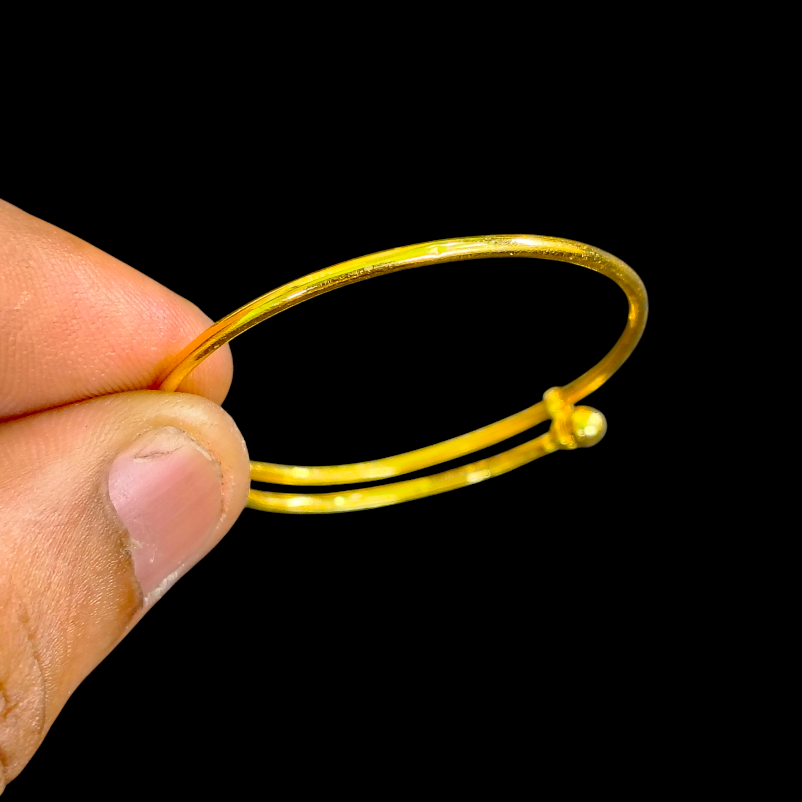 BABY JEWELLERY- BIS CERTIFIED HUID HALLMARK 916 22KT GOLD BABY BANGLE 1 PAIR (ADJUSTABLE SIZE) FROM NEW BORN TO 2 YEARS (FOR RICE CEREMONY & BIRTHDAY).