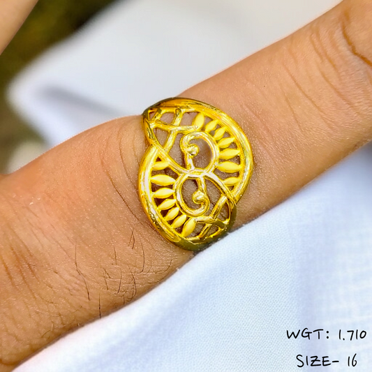 TRJ (SIZE: 16) WGT: 1.710 GM APPROX 22KT HUID HALLMARK GOLD RING FOR WOMEN 1 PIECE.