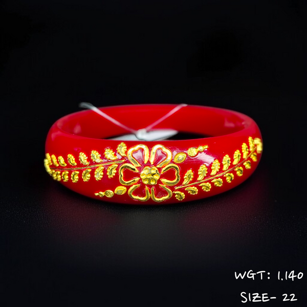TRJ (SIZE: 22) WGT: 1.140 GM APPROX 22KT HUID HALLMARK GOLD BRACELET POLA BANGLES 1 PIECE (HALF BODY WORK).