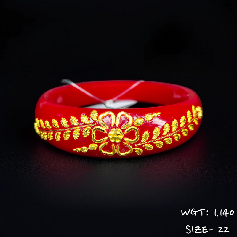 TRJ (SIZE: 22) WGT: 1.140 GM APPROX 22KT HUID HALLMARK GOLD BRACELET POLA BANGLES 1 PIECE (HALF BODY WORK).