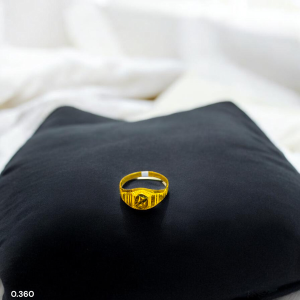 BABY JEWELLERY- TRJ WGT: 0.360 GM APPROX 375 9KT HUID HALLMARK GOLD BABY FINGER RING 1 PIECE FOR RICE CEREMONY & BIRTHDAY.