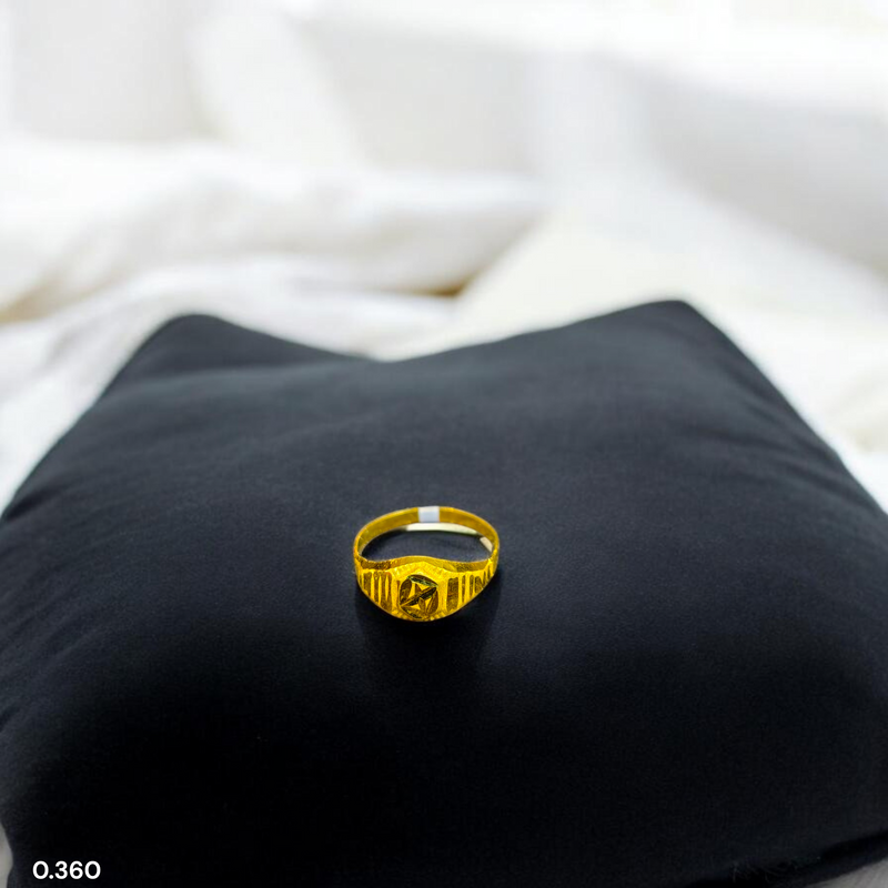 BABY JEWELLERY- TRJ WGT: 0.360 GM APPROX 375 9KT HUID HALLMARK GOLD BABY FINGER RING 1 PIECE FOR RICE CEREMONY & BIRTHDAY.