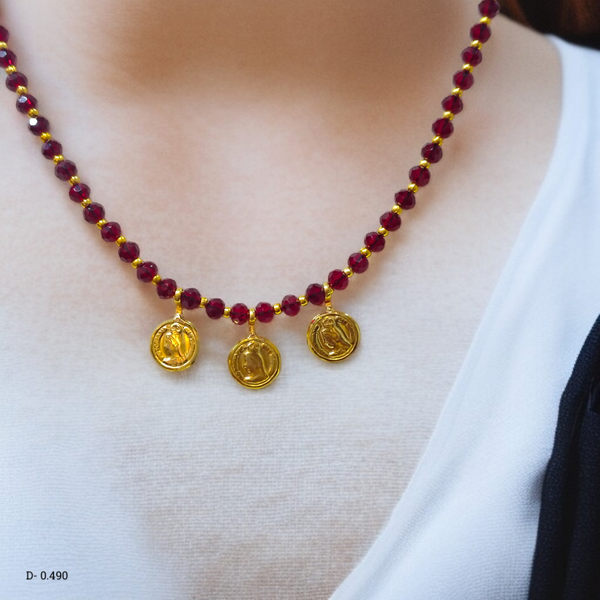 GOLD MOTI HAR- GINI DESIGN SOUTH INDIAN STYLE (WGT: 0.490 GM APPROX) KDM GOLD SELIHAR 1 PIECE WITH TASSEL (50 TONCH) BEST FOR GIFT IN MARRIAGE.