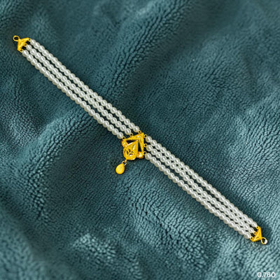 GMC22K- (5KTWR3) (WGT: 0.760 GM APPROX) BIS HALLMARK CERTIFIED 916 22KT GOLD MOTI CHOKER 1 PIECE  WITH ADJUSTABLE TASSEL FOR GIFT IN MARRIAGE.