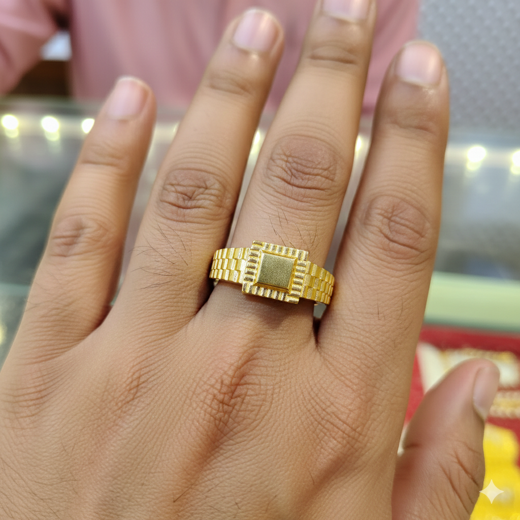(GGFR9) TRJ (SIZE: 21) WGT: 2.340 GM APPROX BIS CERTIFIED HUID HALLMARK 9KT GOLD FINGER RING FOR MEN 1 PIECE FOR REGULAR USE.