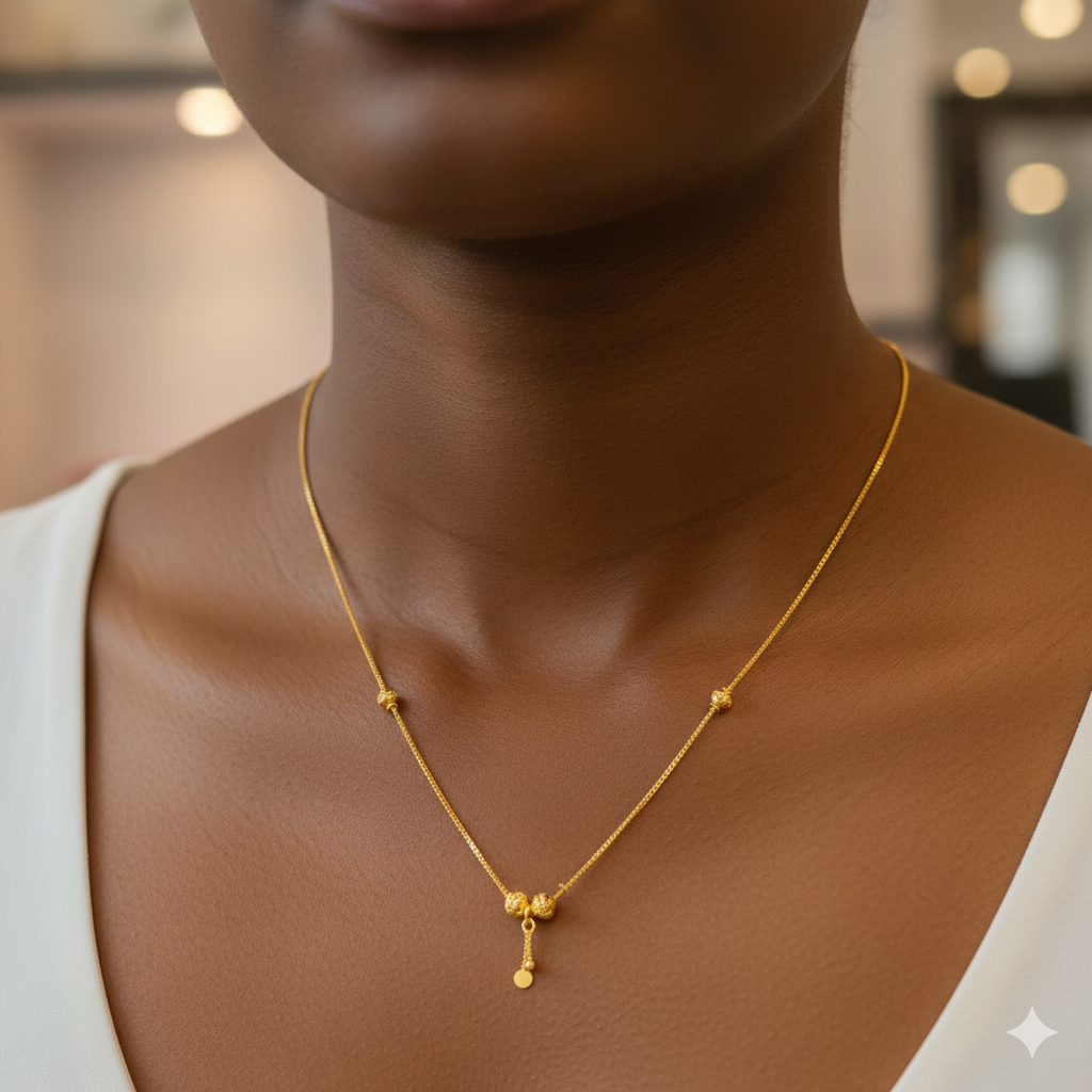 GCH-(WGT: 2.610 GM APPROX) BIS CERTIFIED HUID HALLMARK 9KT GOLD CHAIN WITH PENDANT (16 INCH) 1 PIECE FOR WOMEN.