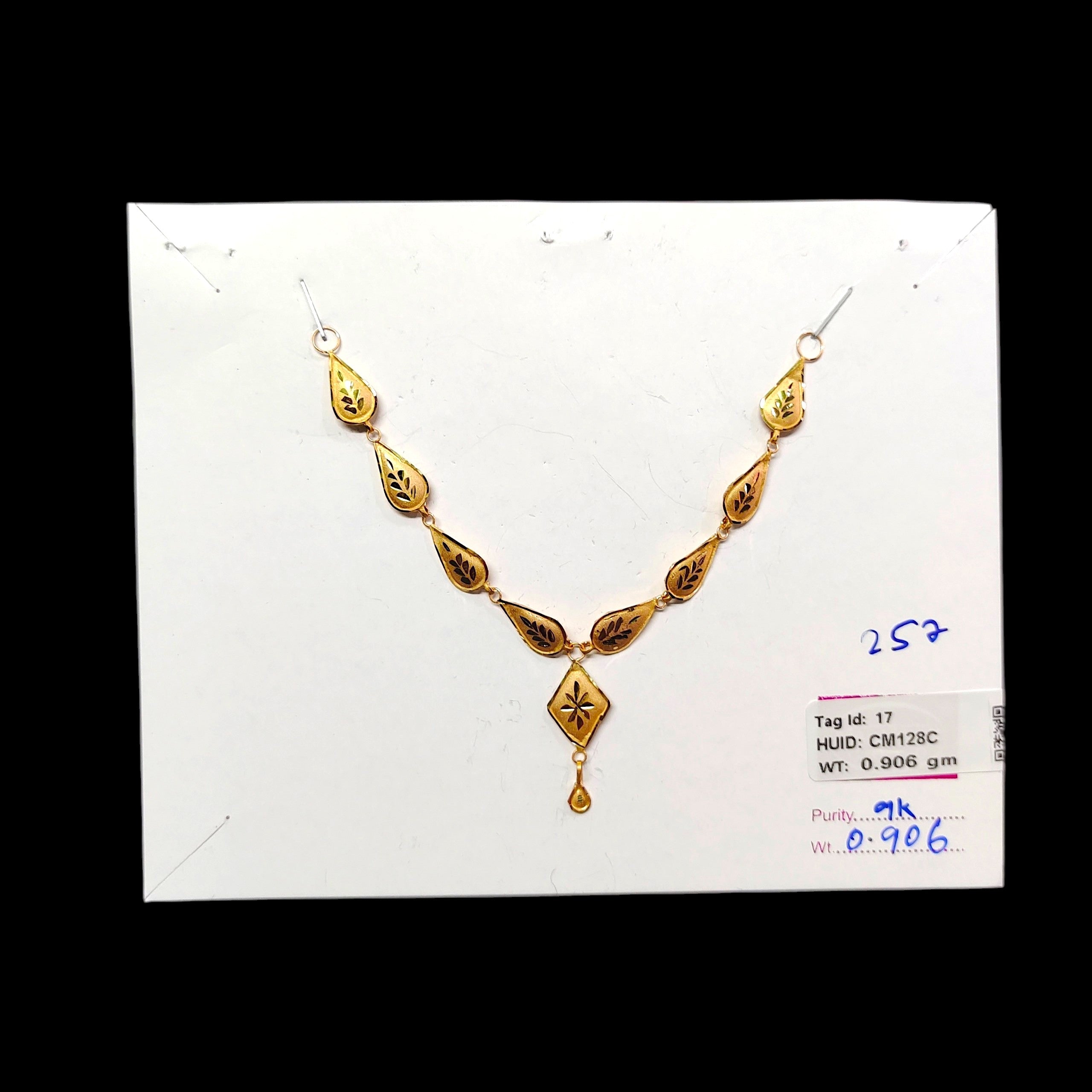 GOLD CHOKER NECKLACE-(WGT: 0.906 GM APPROX) BIS CERTIFIED HUID HALLMARK 9KT GOLD NECKLACE 1 PIECE FOR WOMEN.
