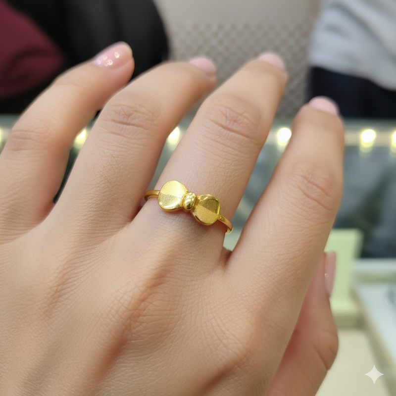 LADIES RING- (SIZE: 14) WGT: 1.110 GM APPROX BIS CERTIFIED HUID HALLMARK 9KT GOLD FINGER RING FOR WOMEN 1 PIECE FOR REGULAR USE.