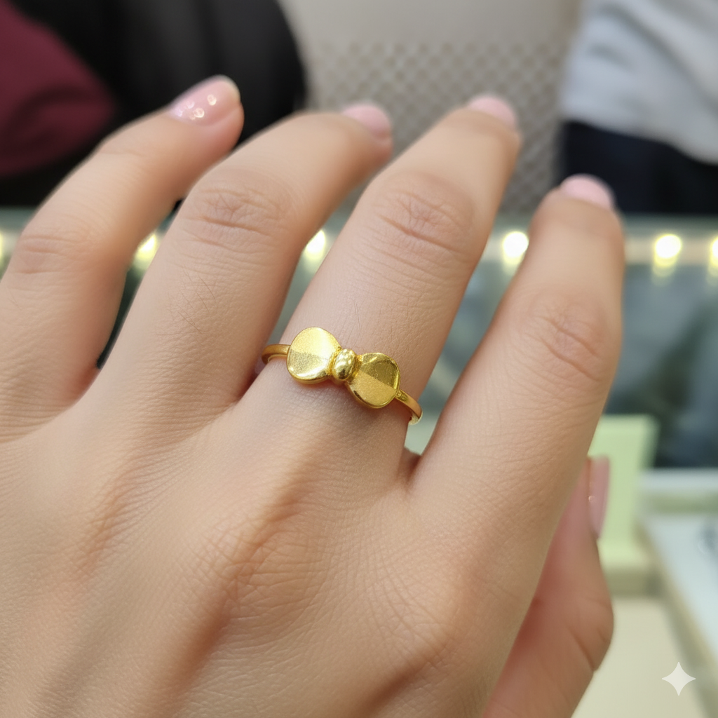 (GLFR9) TRJ (SIZE: 14) WGT: 1.110 GM APPROX BIS CERTIFIED HUID HALLMARK 9KT GOLD FINGER RING FOR WOMEN 1 PIECE FOR REGULAR USE.