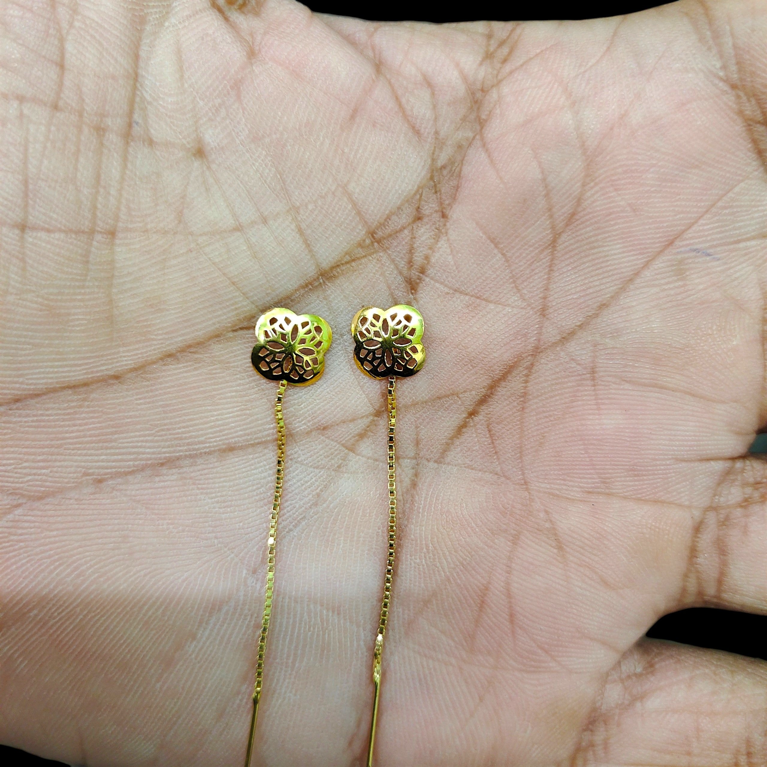 GOLD SUIDHAGA- (WGT: 0.450 GM APPROX) BIS CERTIFIED HUID HALLMARK 9KT GOLD SUIDHAGA EARRINGS (1 PAIR) FOR WOMEN.
