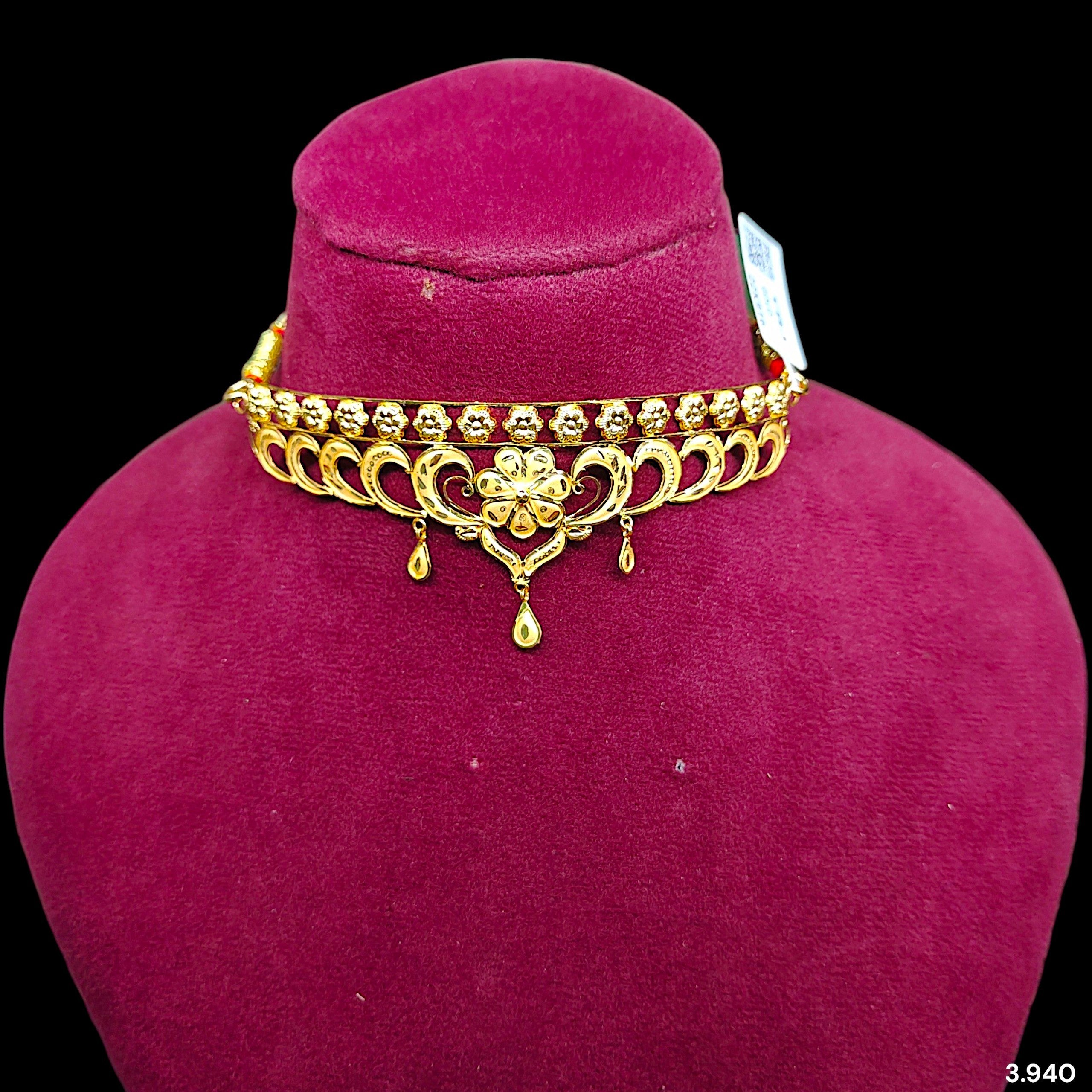 GCN22K- (WGT: 3.940 GM APPROX) BIS CERTIFIED HUID HALLMARK 916 22KT GOLD CHOKER 1 PIECE FOR WOMEN.(6ATKTZ)