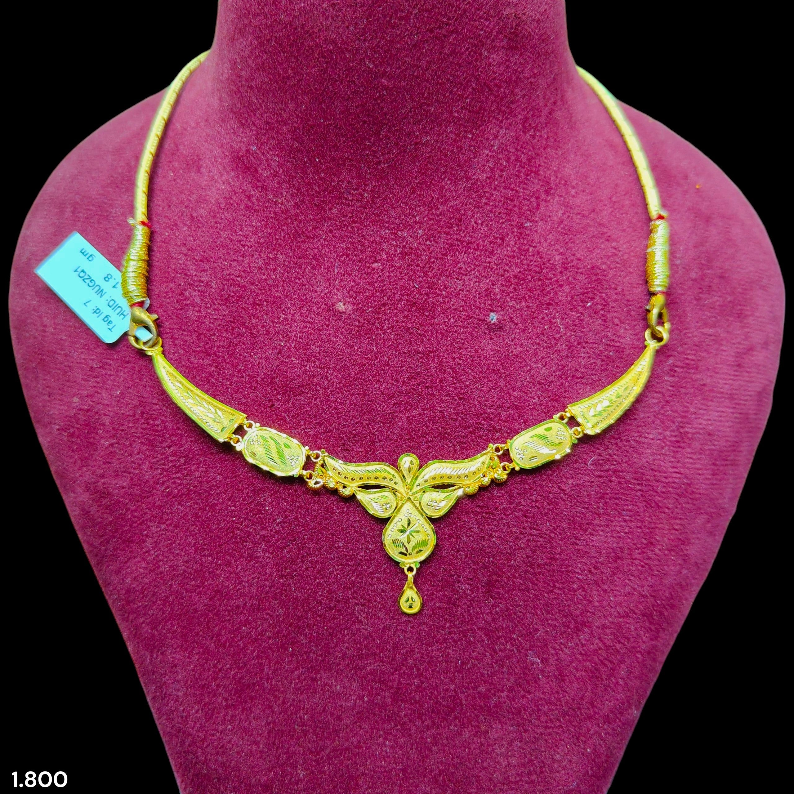 GOLD CHOKER NECKLACE-(WGT: 1.800 GM APPROX) BIS CERTIFIED HUID HALLMARK 9KT GOLD NECKLACE 1 PIECE FOR WOMEN.