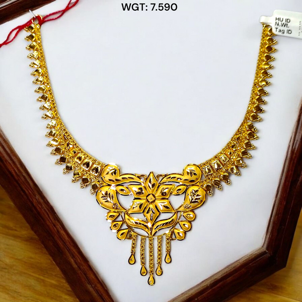 (GCN22) BIS CERTIFIED HUID HALLMARK 916 22KT GOLD NECKLACE CHOKER (APPROX WGT: 7.590 GM) 1 PIECE FOR WOMEN.
