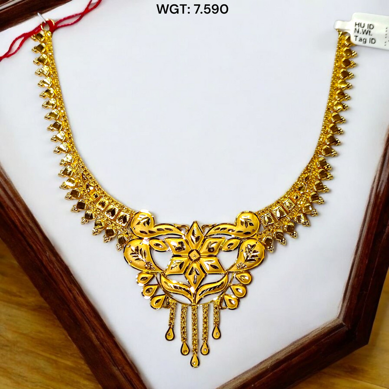 (GCN22) BIS CERTIFIED HUID HALLMARK 916 22KT GOLD NECKLACE CHOKER (APPROX WGT: 7.590 GM) 1 PIECE FOR WOMEN.