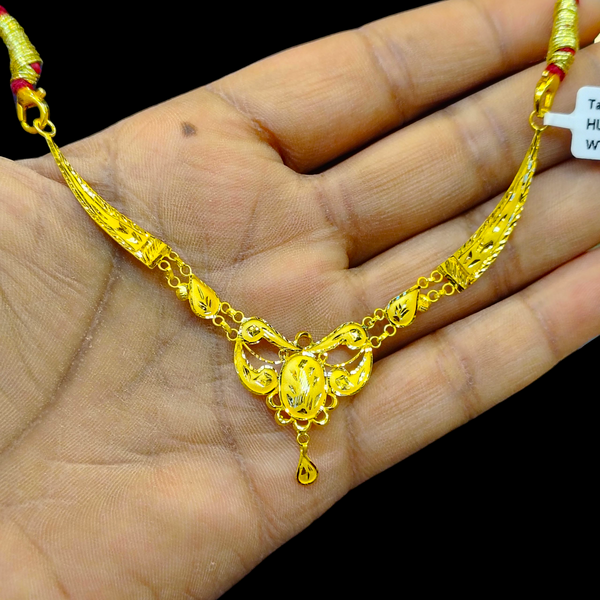 GOLD CHOKER NECKLACE- WGT: 2.220 BIS CERTIFIED HUID HALLMARK 916 22KT GOLD NECKLACE 1 PIECE WITH FREE ADJUSTABLE TASSEL FOR WOMEN.