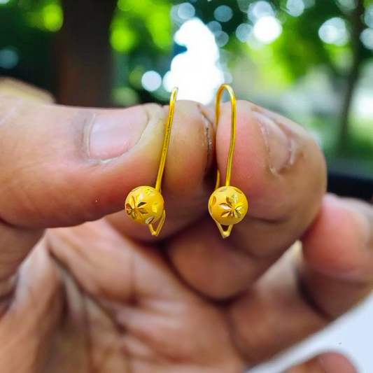(GER22) BIS CERTIFIED WGT: 0.950 GM APPROX HUID HALLMARK 916 22KT GOLD SAFETIPIN EARRINGS 1 PAIR FOR WOMEN.