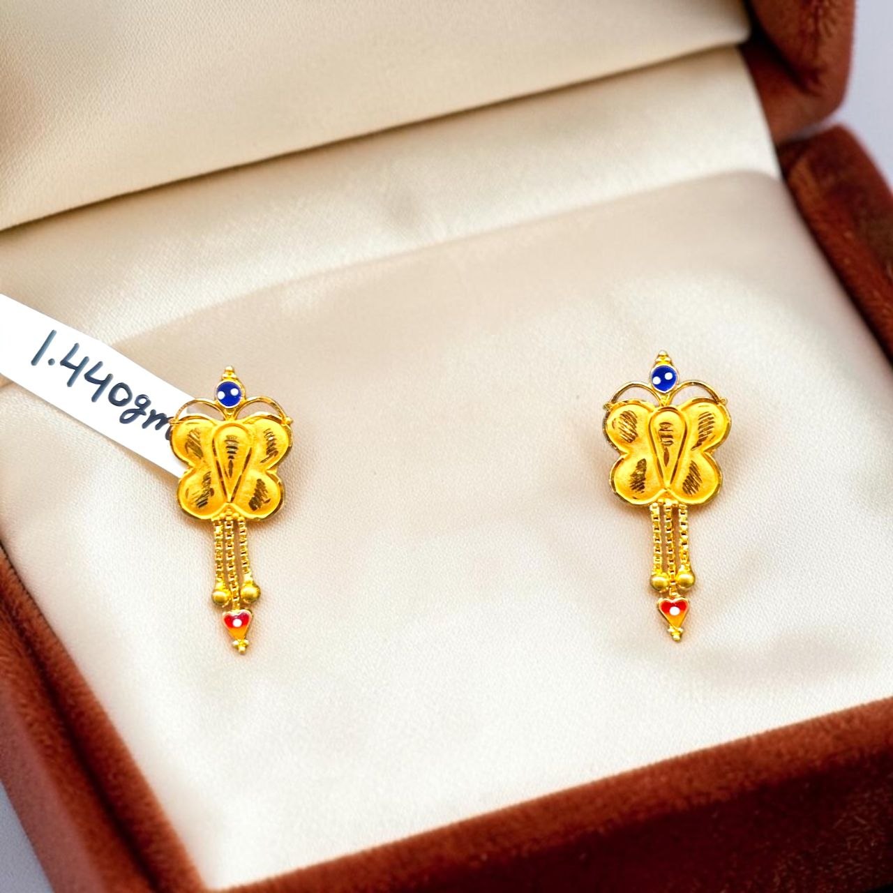 GOLD TOPS- BIS CERTIFIED WGT: 1.440 GM APPROX HUID HALLMARK 916 22KT GOLD TOPS 1 PAIR FOR WOMEN.