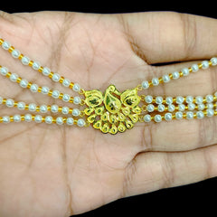 GOLD MOTI HAR- (K98TUK)-(WGT: 0.750 GM APPROX) BIS CERTIFIED HUID HALLMARK 375 9KT GOLD MOTI NECKLACE 1 PIECE  WITH ADJUSTABLE TASSEL FOR GIFT IN MARRIAGE.